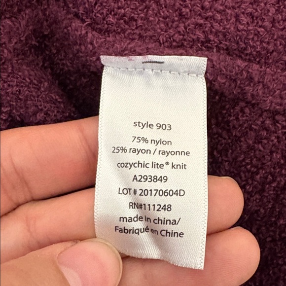 Barefoot Dreams Cozy‎ Chic Lite Island Wrap Waterfall Cardigan Purple Large/XL - Picture 9 of 9